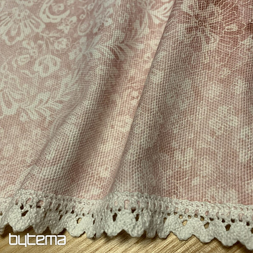 Mantel rosa viejo con puntilla 70x70