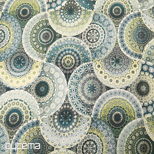 Tela decorativa MANDALA azul verde