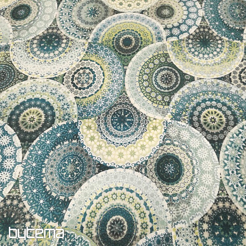 Tela decorativa MANDALA azul verde