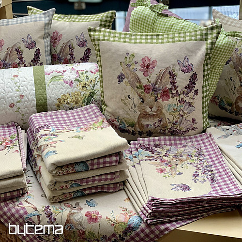 Funda cojín tapiz BUNNY IN A FRAME cuadros gris