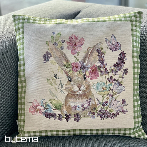 Funda cojín tapiz BUNNY IN A FRAME cuadros verdes