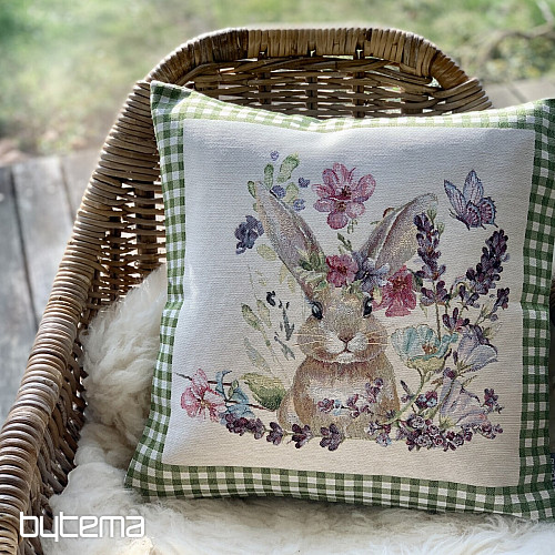 Funda cojín tapiz BUNNY IN A FRAME cuadros verdes