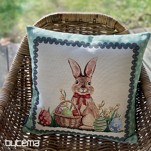 Funda de cojín Tapiz DESNUDA Y HUEVOS CON ENCAJE VERDE