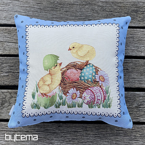 Funda de cojín Gobelino POLLO DE PASCUA marco azul