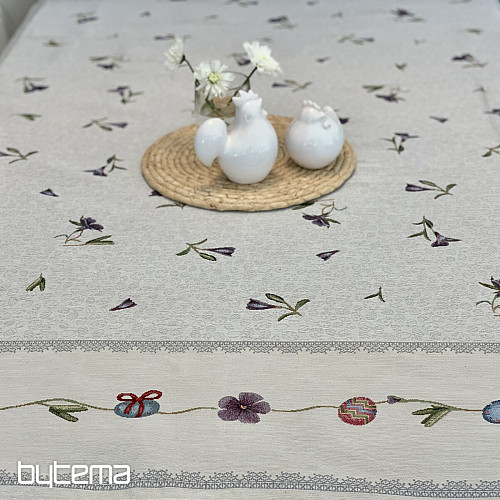 Mantel tapiz y bufanda HUEVOS DE PASCUA CON VIOLETA