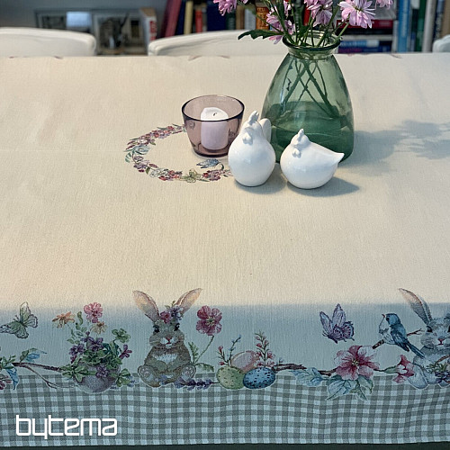 Mantel tapiz y pañuelo TIEMPO DE PASCUA cuadros beige