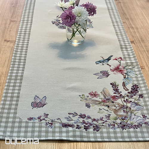 Mantel tapiz y pañuelo TIEMPO DE PASCUA cuadros beige