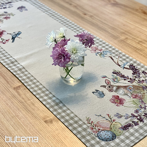 Mantel tapiz y pañuelo TIEMPO DE PASCUA cuadros beige