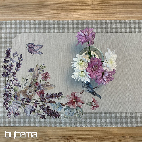 Mantel tapiz y pañuelo TIEMPO DE PASCUA cuadros beige