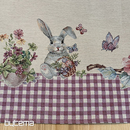 Tapiz mantel y pañuelo TIEMPO DE PASCUA cuadros morado