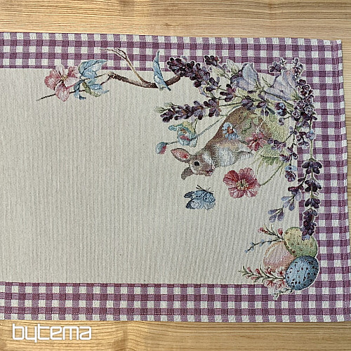 Tapiz mantel y pañuelo TIEMPO DE PASCUA cuadros morado