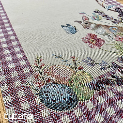 Tapiz mantel y pañuelo TIEMPO DE PASCUA cuadros morado