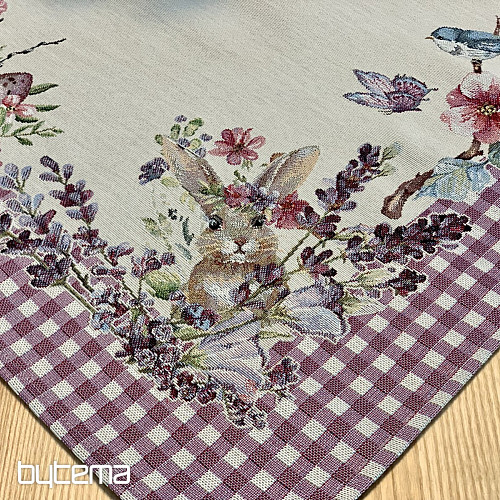 Tapiz mantel y pañuelo TIEMPO DE PASCUA cuadros morado
