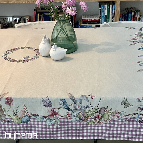 Tapiz mantel y pañuelo TIEMPO DE PASCUA cuadros morado