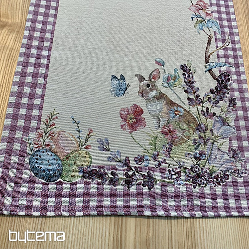 Tapiz mantel y pañuelo TIEMPO DE PASCUA cuadros morado