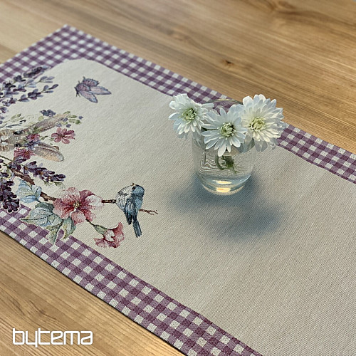 Tapiz mantel y pañuelo TIEMPO DE PASCUA cuadros morado