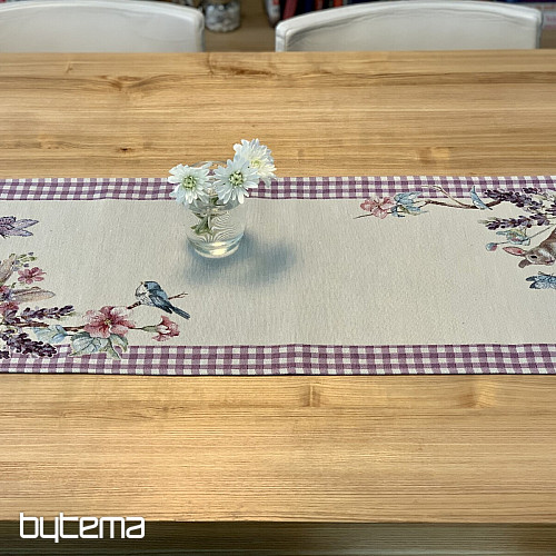 Tapiz mantel y pañuelo TIEMPO DE PASCUA cuadros morado
