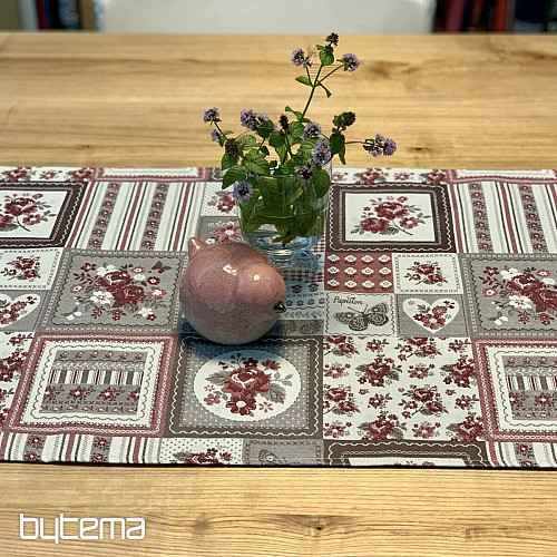 Mantel y chal TOSCANA VALERY PATCHWORK burdeos