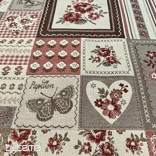Mantel y chal TOSCANA VALERY PATCHWORK burdeos