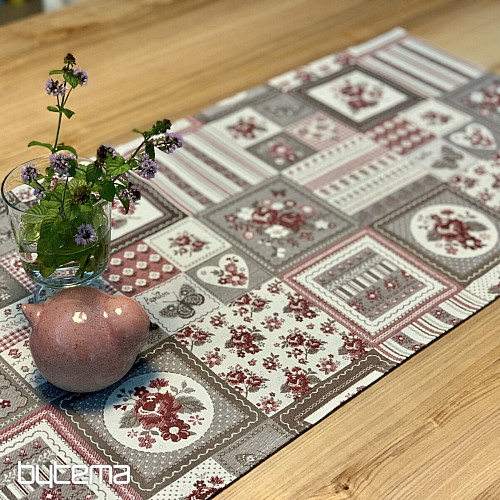 Mantel y chal TOSCANA VALERY PATCHWORK burdeos