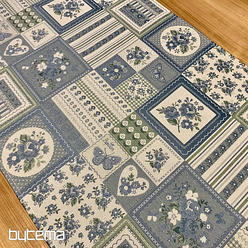 Mantel y chal TOSCANA VALERY PATCHWORK azul