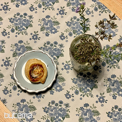 Mantel y chal TOSCANA VALERY flor azul