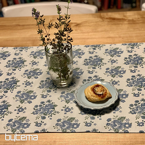 Mantel y chal TOSCANA VALERY flor azul