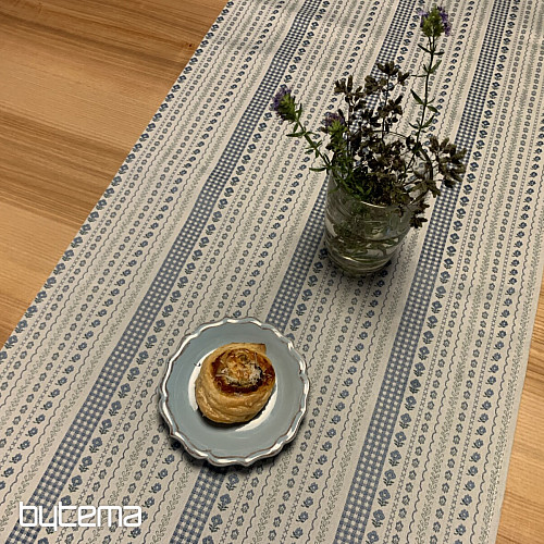 Mantel y chal TOSCANA VALERY RIGA raya azul