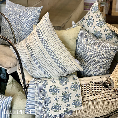 Mantel y chal TOSCANA VALERY RIGA raya azul