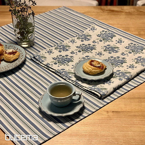 Mantel y pañuelo TOSCANA VALERY MULTI STRIPE azul