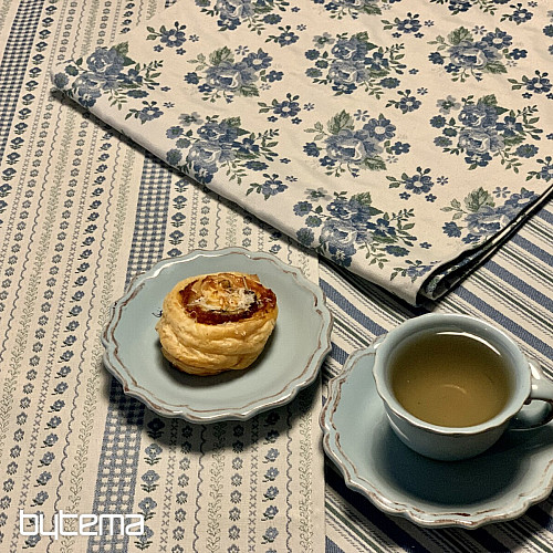 Mantel y pañuelo TOSCANA VALERY MULTI STRIPE azul