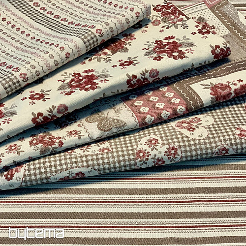 Mantel y pañuelo TOSCANA VALERY MULTI STRIPE burdeos
