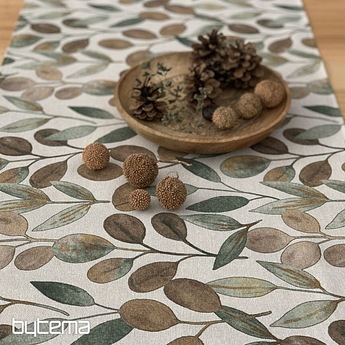 Mantel y pañuelo LISTY HOJAS verde