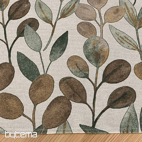 Mantel y pañuelo LISTY HOJAS verde