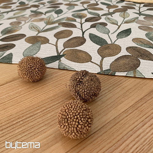 Mantel y pañuelo LISTY HOJAS verde