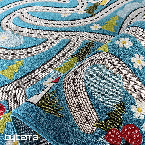 Alfombra infantil Color Kids 02 azul - VIAJE EN EL BOSQUE