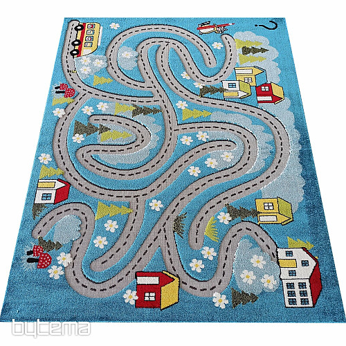 Alfombra infantil Color Kids 02 azul - VIAJE EN EL BOSQUE