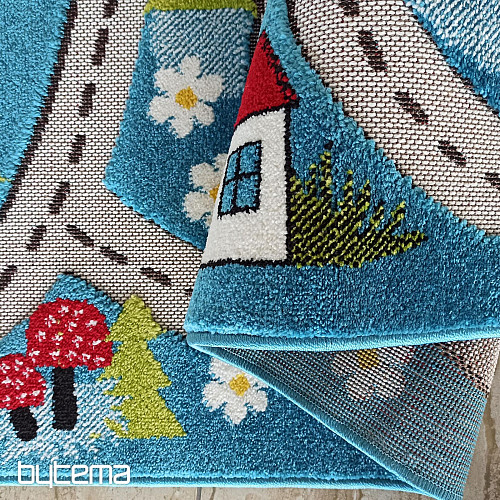 Alfombra infantil Color Kids 02 azul - VIAJE EN EL BOSQUE