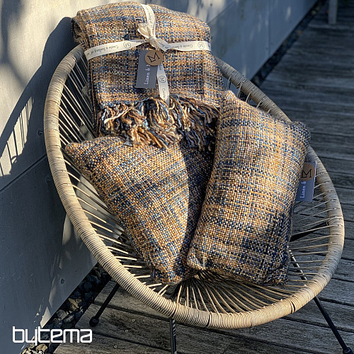 Plaid de lujo YARA WOLF BROWN azul