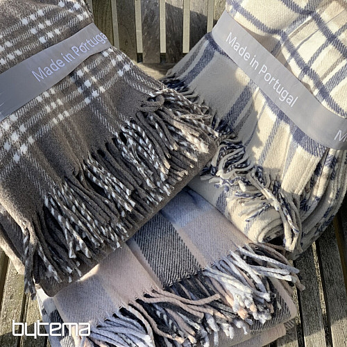 Manta CUADROS ROSA CLARO GRIS