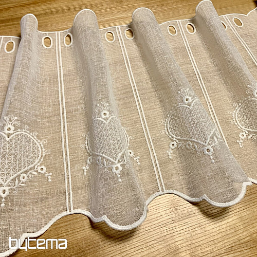 Cortina bordada de lujo GERSTER HEART 11807 crema