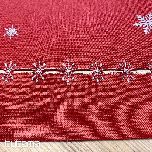 Mantel y pañuelos navideños bordados ARBOLES ROJOS