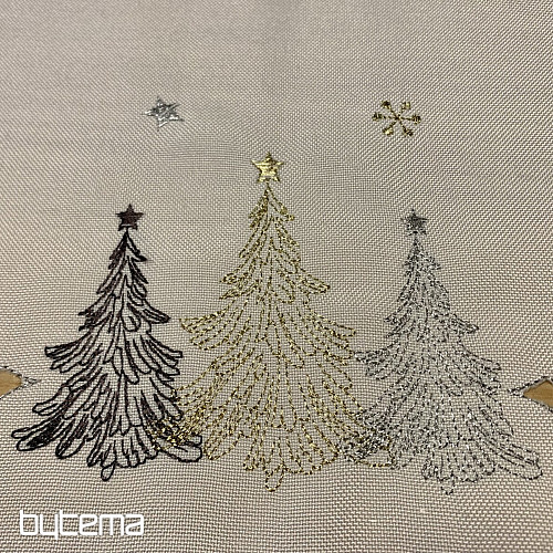 Mantel y mantones navideños bordados ARBOLES DE ORO BLANCO