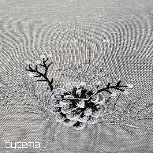 Mantel y mantones navideños bordados CONOS GRIS