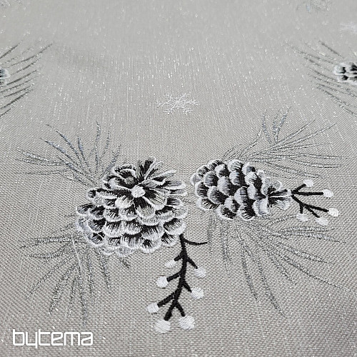 Mantel y mantones navideños bordados CONOS GRIS