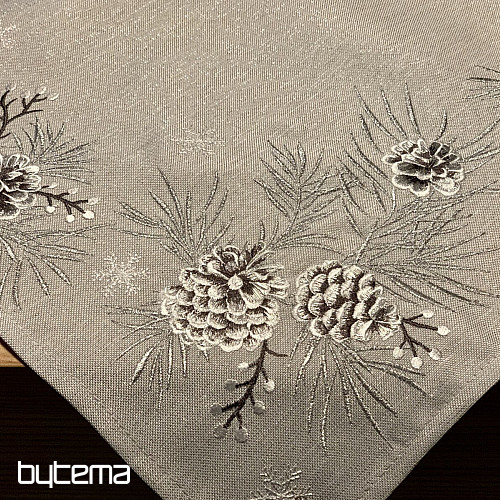 Mantel y mantones navideños bordados CONOS GRIS