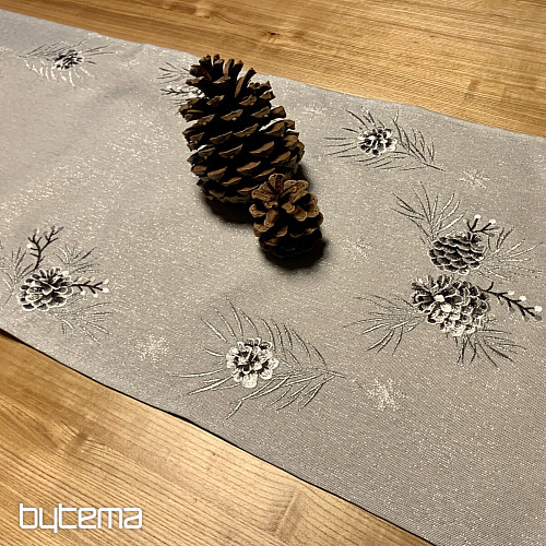 Mantel y mantones navideños bordados CONOS GRIS
