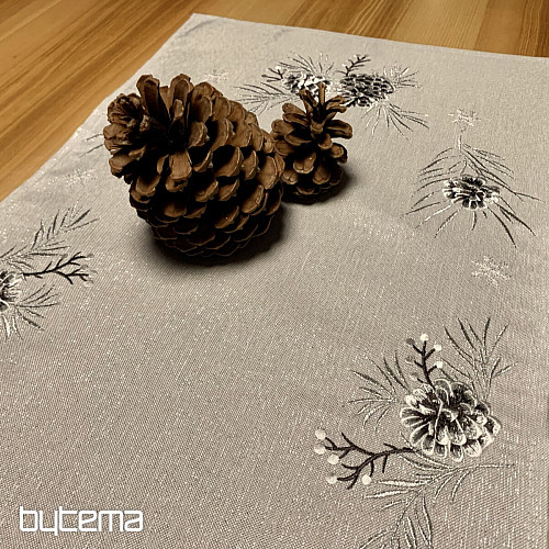 Mantel y mantones navideños bordados CONOS GRIS