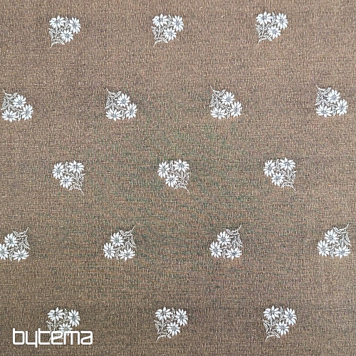 Tela decorativa jacquard FLORES ALPINAS MARRÓN