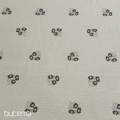 Tela decorativa jacquard FLORES ALPINAS MARRÓN